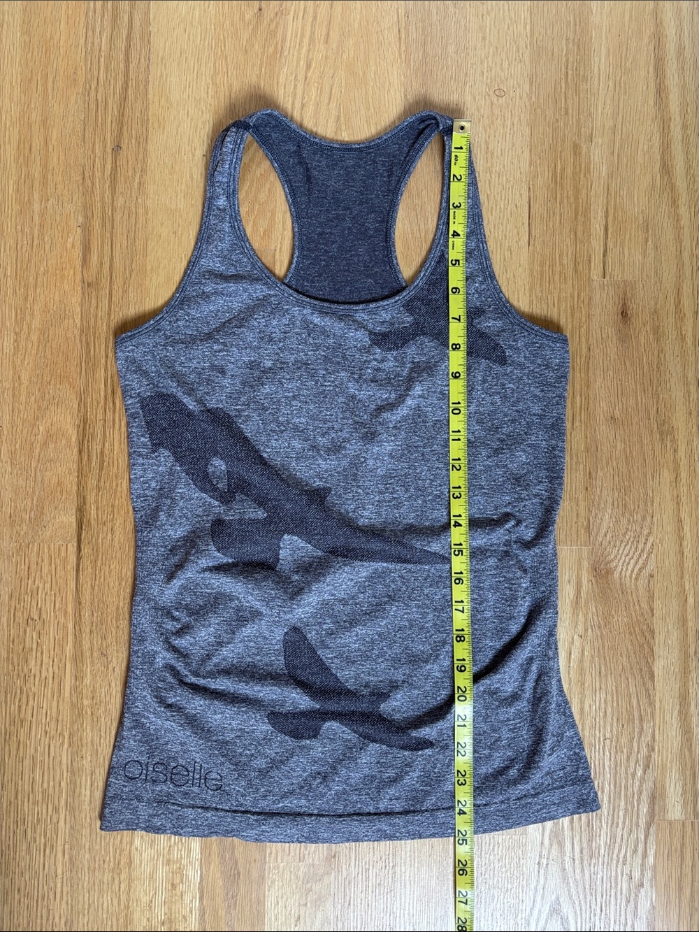 Oiselle Gray Tank Top with Dark Gray Bird Print M - Picture 3 of 4